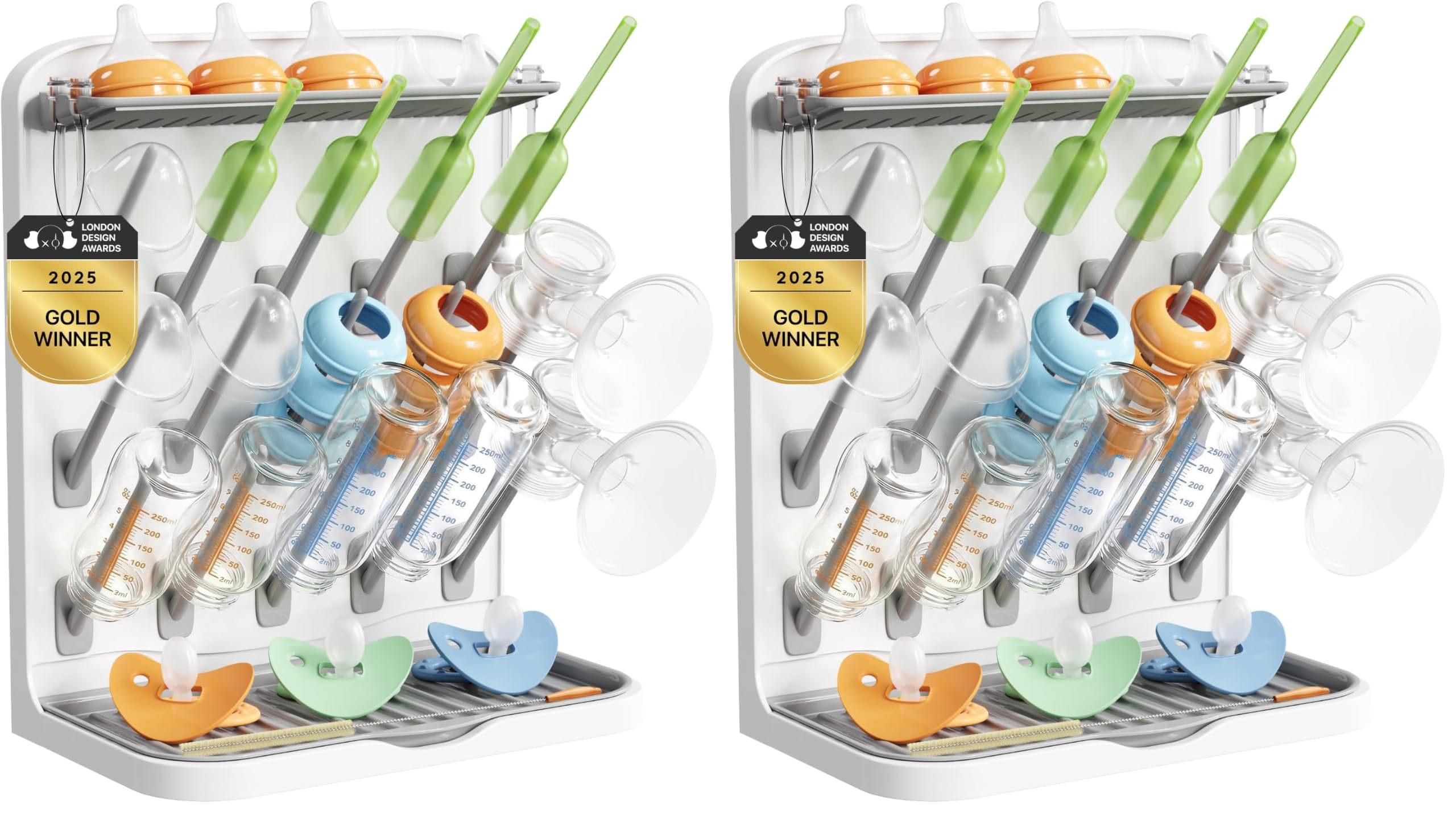 Lifewit Large Baby Bottle Drying Rack 15 Hooks, Newborn Essentials Must Haves, Bottle Storage Organizer for Countertop, Cabinet, Rack Dryer Holder for Pacifiers, Pump Parts, Baby Stuff (Pack of 2)