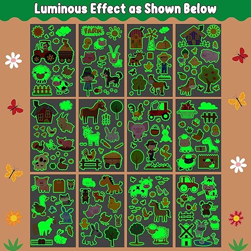 Miniatura 3 de Partywind 165 estilos brillantes de animales de granja suministros para fiesta de cumpleaños, tatuajes temporales para niños, decoraciones luminosas