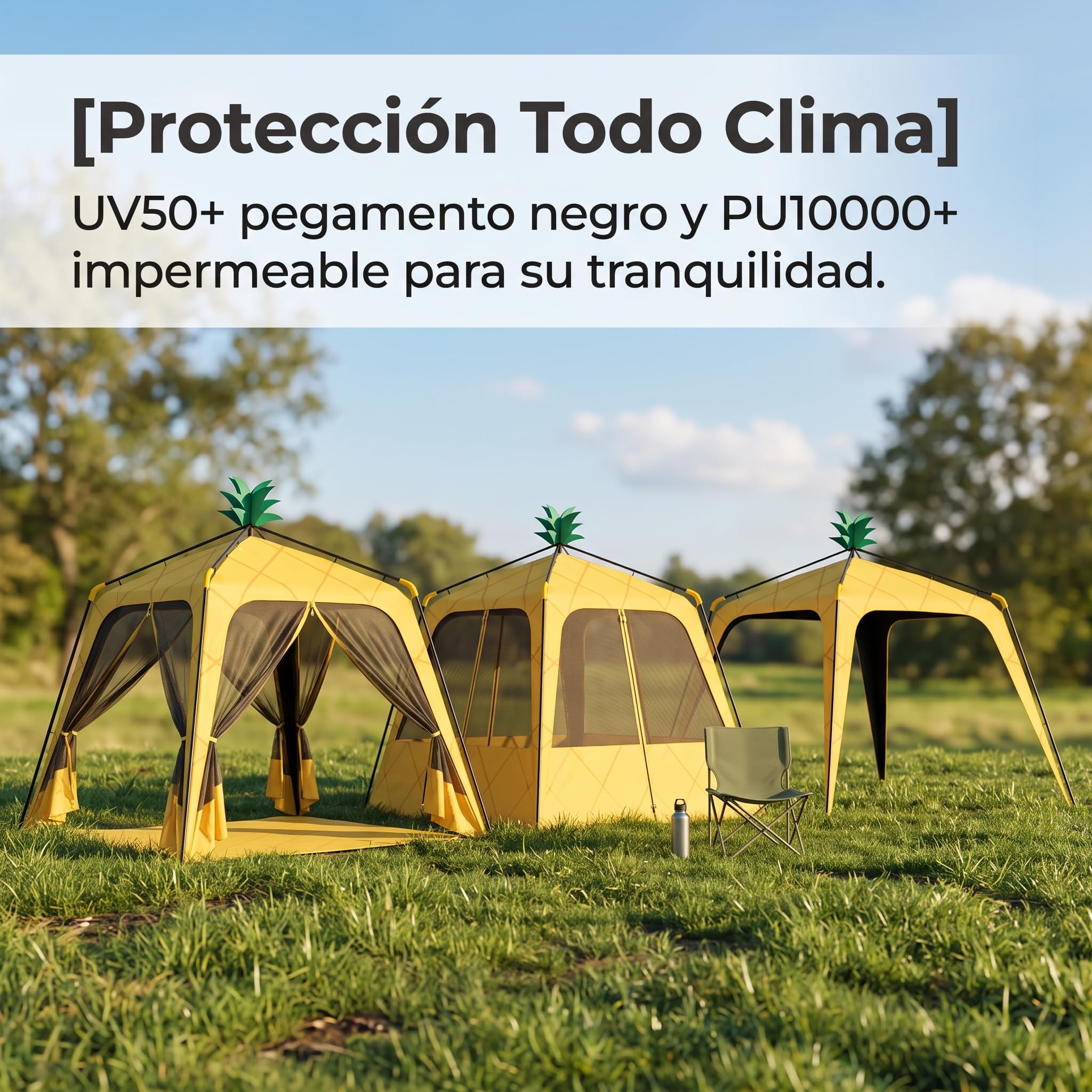 Tienda Campaña Instantánea para Camping Exquisito y Protección Anti-, Tienda de campaña con 4 Cortinas de Malla