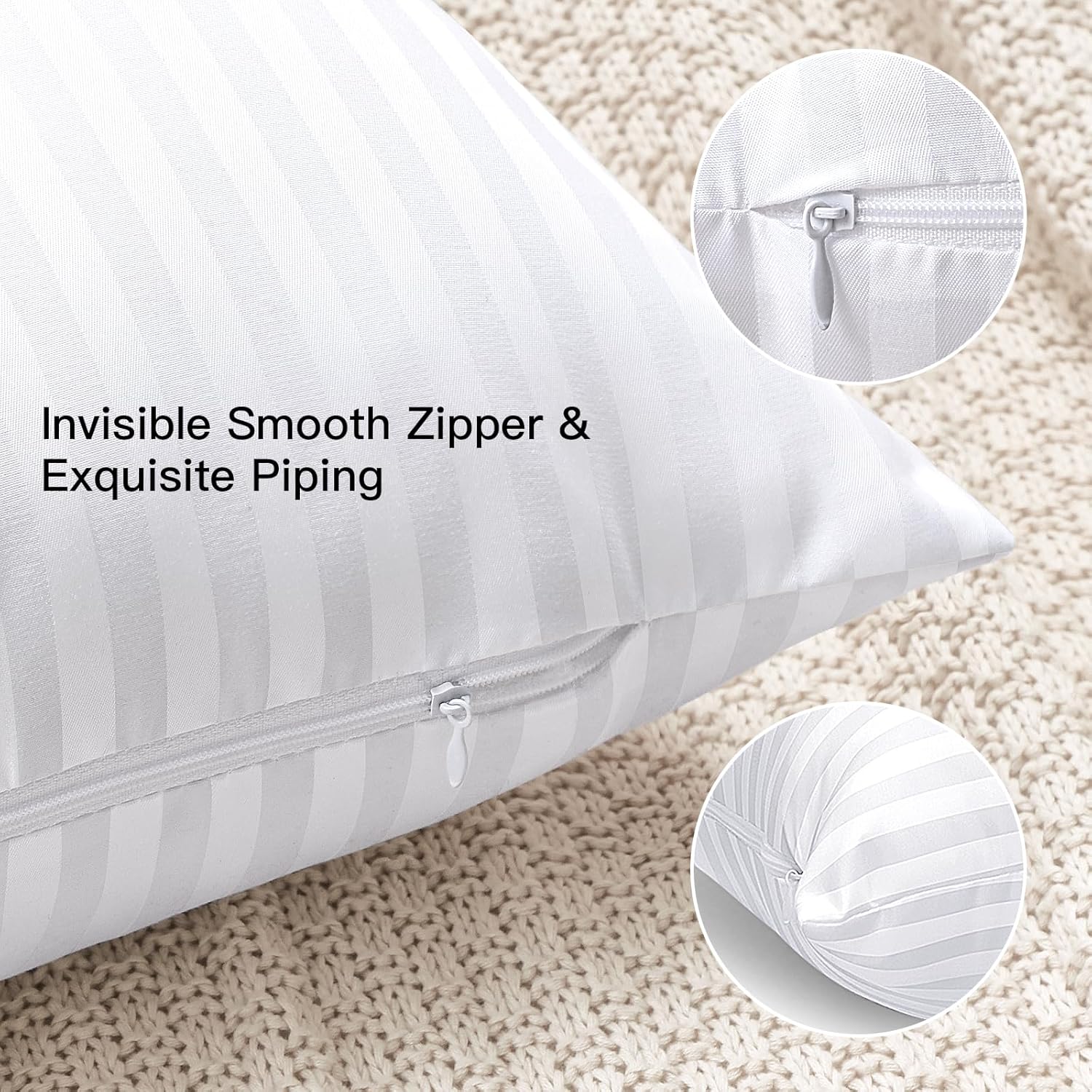 OTOSTAR Outdoor Pillow Insert 18 x 18 Inches, Water Resistant Striped Decorative Throw Pillow Soft Fluffy Square Cushion Insert for Patio Garden Farmhouse Sofa Couch - Image 8