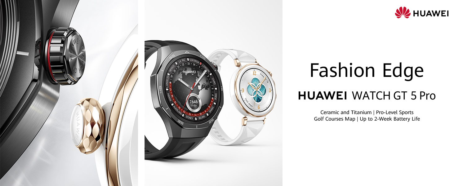 HUAWEI Watch GT 5 Pro 46 mm Smartwatch, Sharp-Edged Design, up to