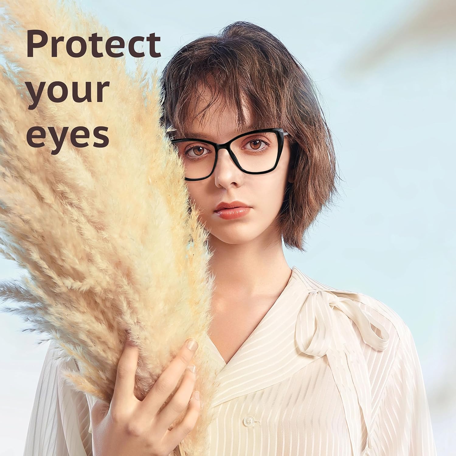 Blue Light Blocking Glasses Cat Eye Stylish Computer Eyeglasses UV Ray Filter Women AB3304 (Black) - Image 8