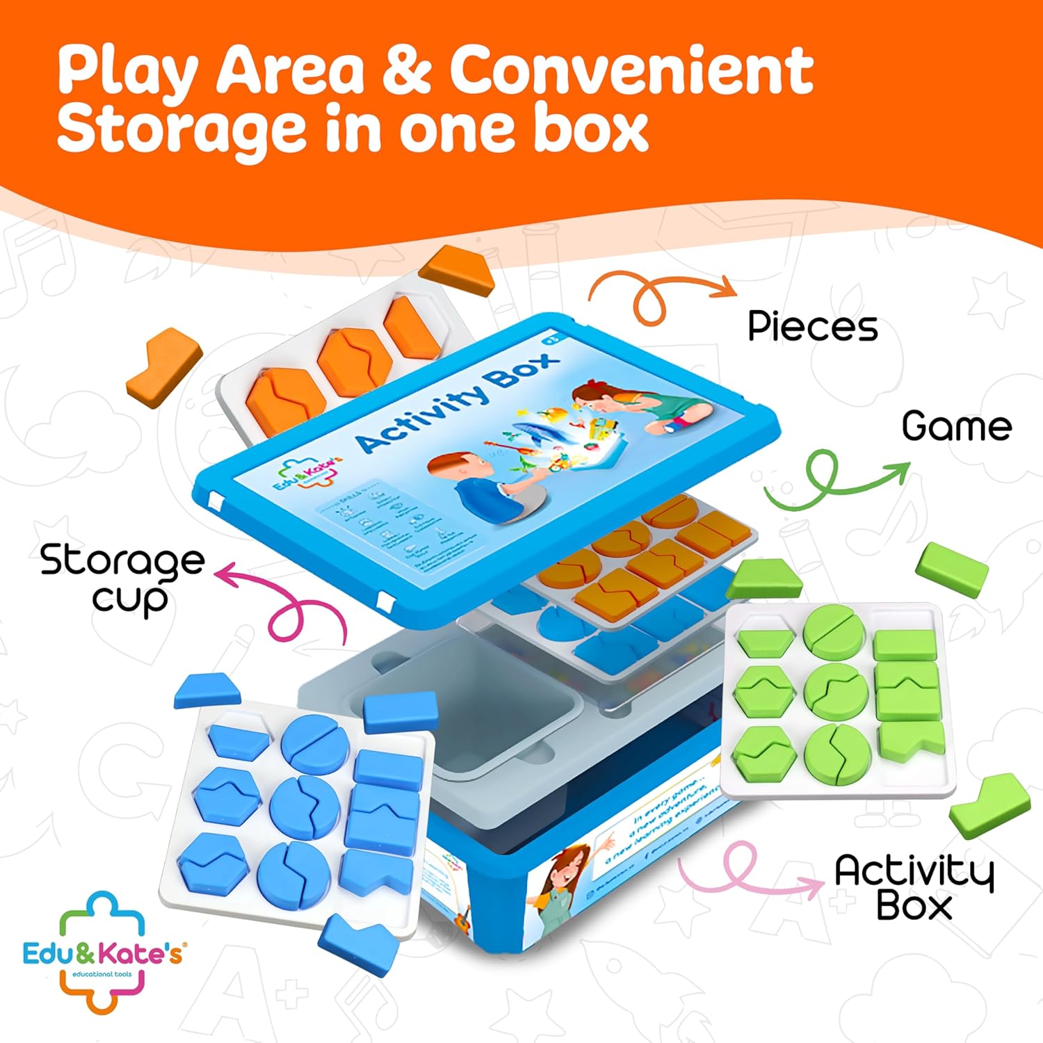 Edu&Kate’s Shape Matching Game - Montessori Shape Puzzles for Kids 3-5 Years - 54 Puzzles, 3 Boards, 9 Challenge Cards + Activity Box - Autism & Early Learning Educational Sorters - Stage 4 - Image 6