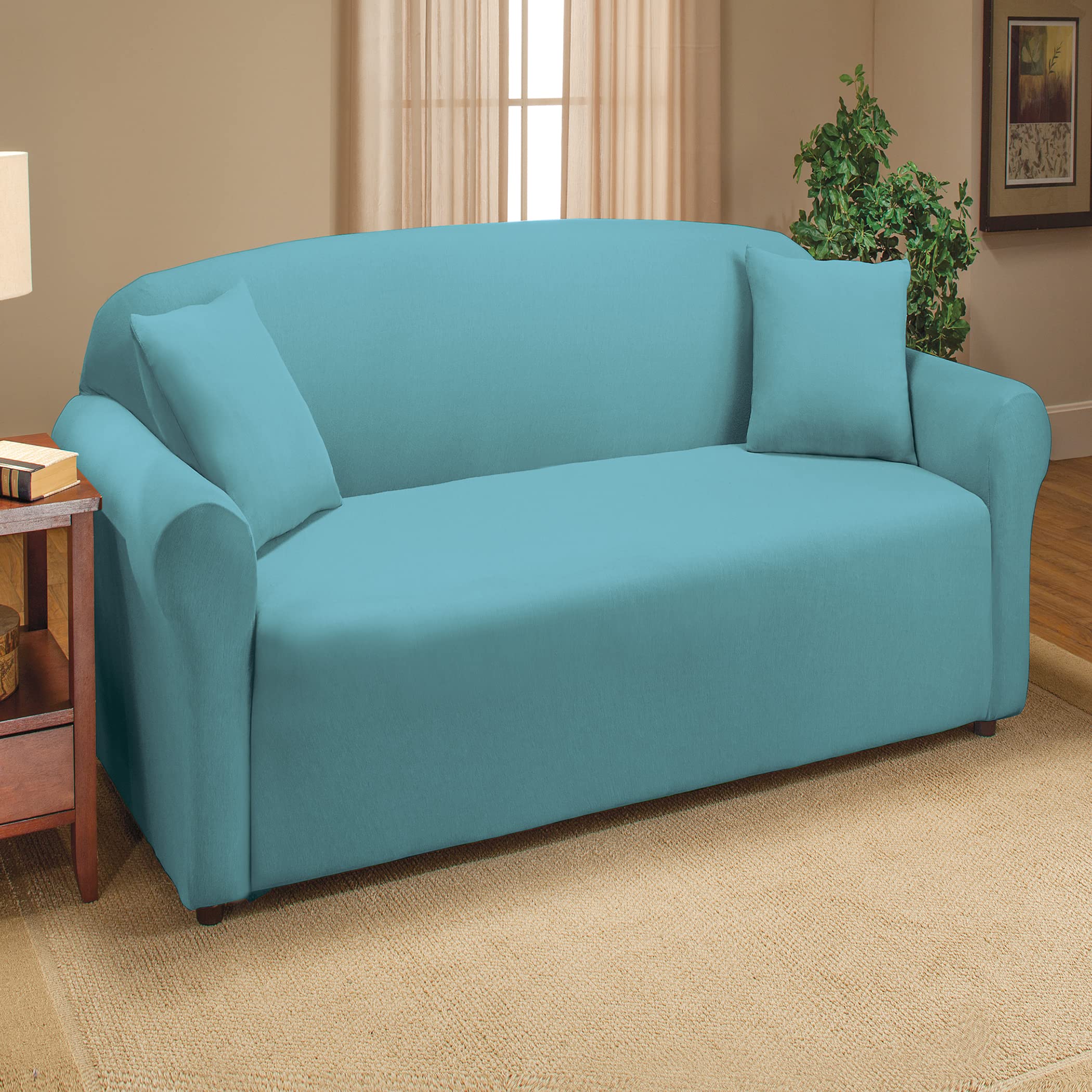 Classic Slipcovers Brushed Twill Loveseat Slipcover, Red