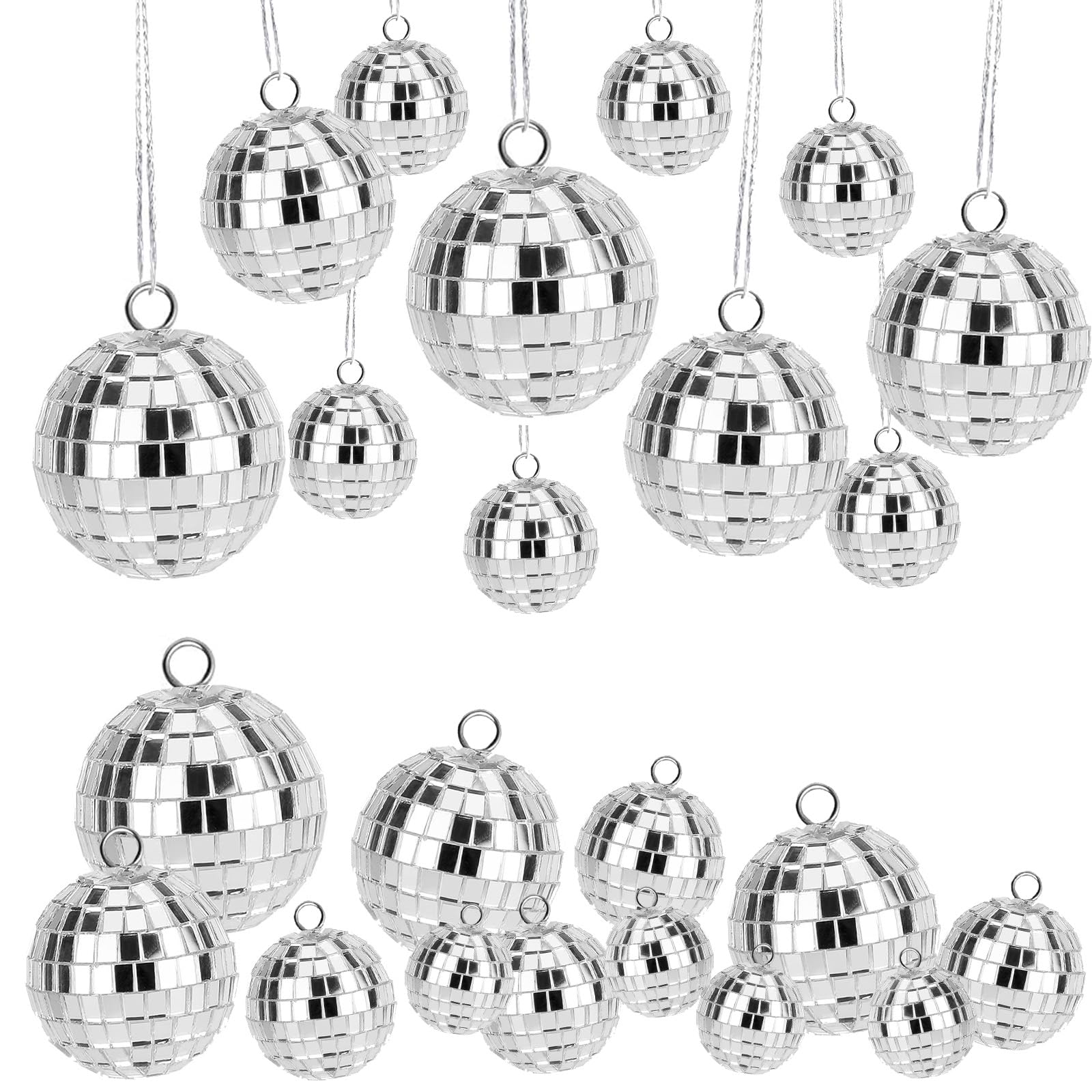 Décor Boules Disco,25 Pièces Boule à Facette Kit,Mini Boule Disco,Boules Disco Décoratives à Accrocher,Miroir Boules à Facettes,Disco Ball, pour Décoration de Gâteaux,Fête,Bar