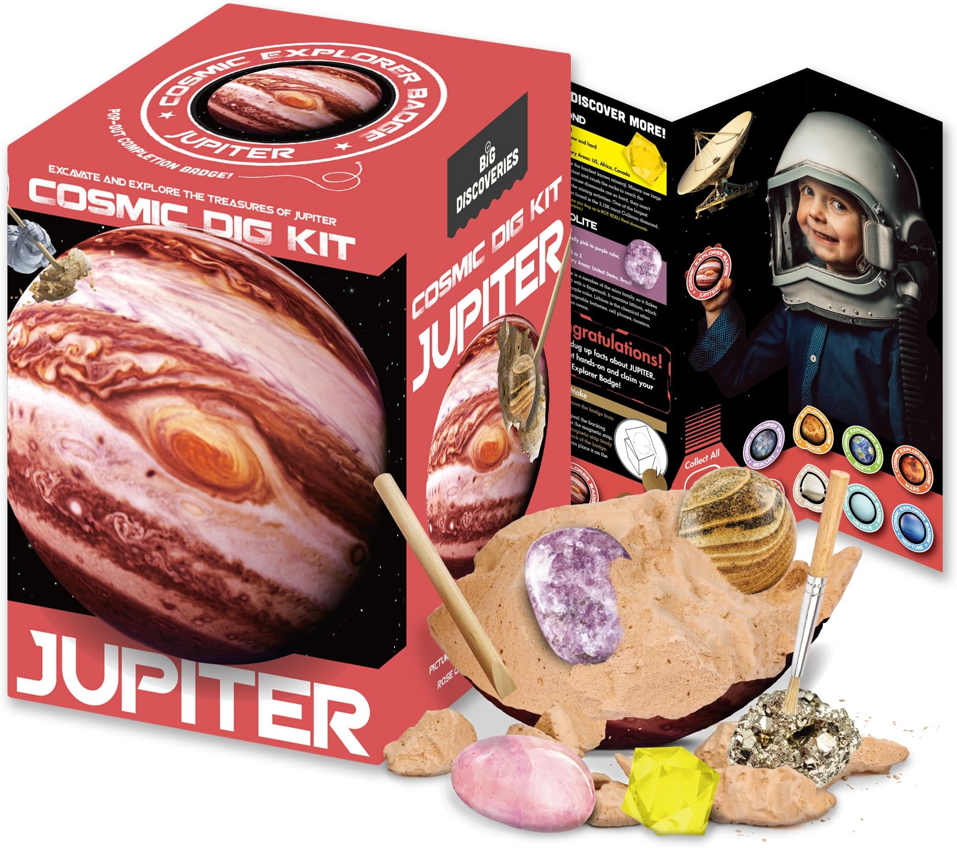 Cosmic Dig Kit by Big Discoveries - Explore The Planets of The Solar System with Gem & Fossil Excavation Kits for Kids | STEM Toy Science Dig Kits with Gemstones for Boys and Girls