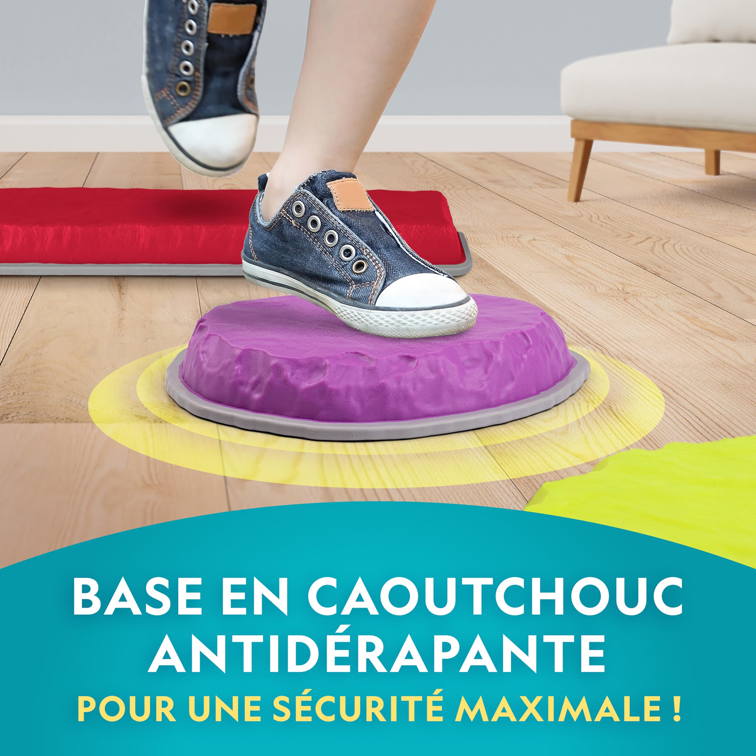 National Geographic Kids Blue Marble Pierres D’Équilibre et Barres D’Équilibre – Set de Parcours d’Obstacles 12 pièces pour Enfants 3+ avec dé en Mousse, Cartes Play & Learn