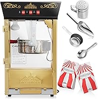 Vista 3 de Olde Midway Máquina Fabricadora de Palomitas de Maíz Estilo Cine con Hervidor de 8 Onzas - Negro, Estilo Vintage para Encimera