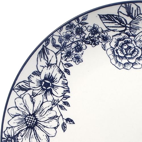 Miniatura 3 de Pfaltzgraff Gabriela Blue - Juego de vajilla de 16 piezas, servicio para 4, platos, tazones y tazas de gres duradero con elegante patrón azul, apto