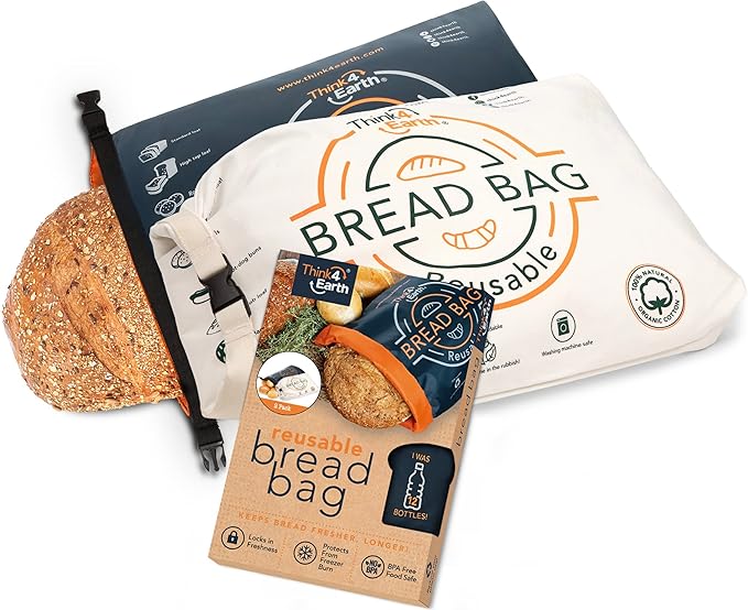 Think4Earth (2 Pack) Bread Bag Reusable freezer bread