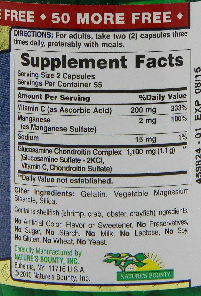 Nature's Bounty Glucosamine Chondroitin, Dietary Supplement, Support Joint Health, 110 Count : Health & Household