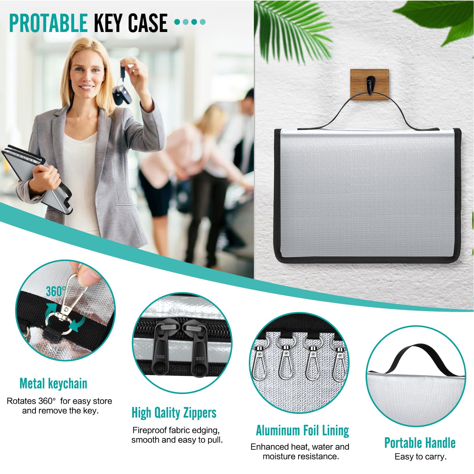 Portatile Organizer per Cassaforte Con Cerniera Cassetta Sicurezza Chiavi Con 28 Gancio Armadietto Portachiavi Parete Organizer per Chiavi Impermeabile per Scuola Hotel Agenzie Immobiliari