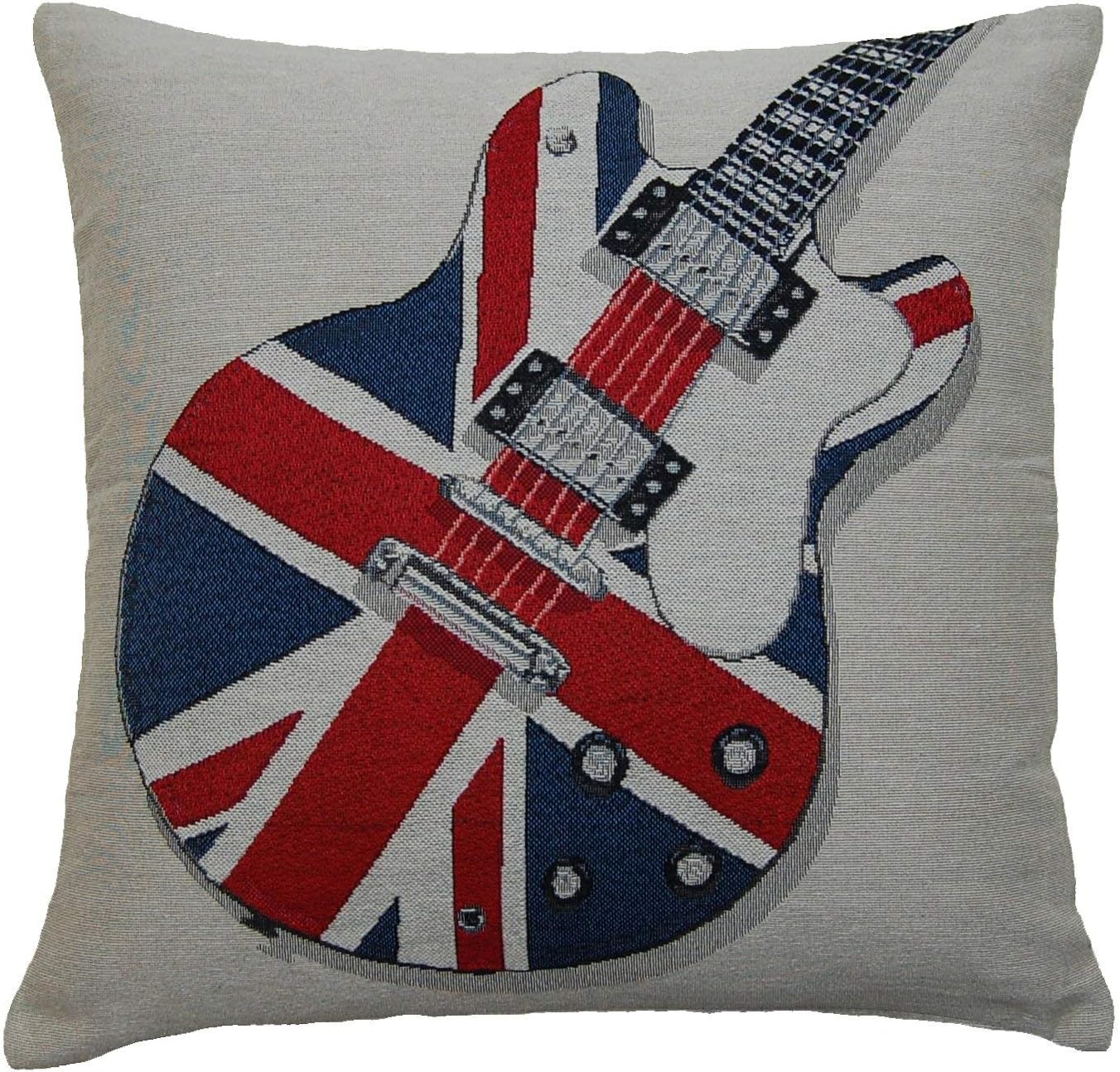 Vinyage Guitar with Union Jack 18 inch Square Cushion Cover