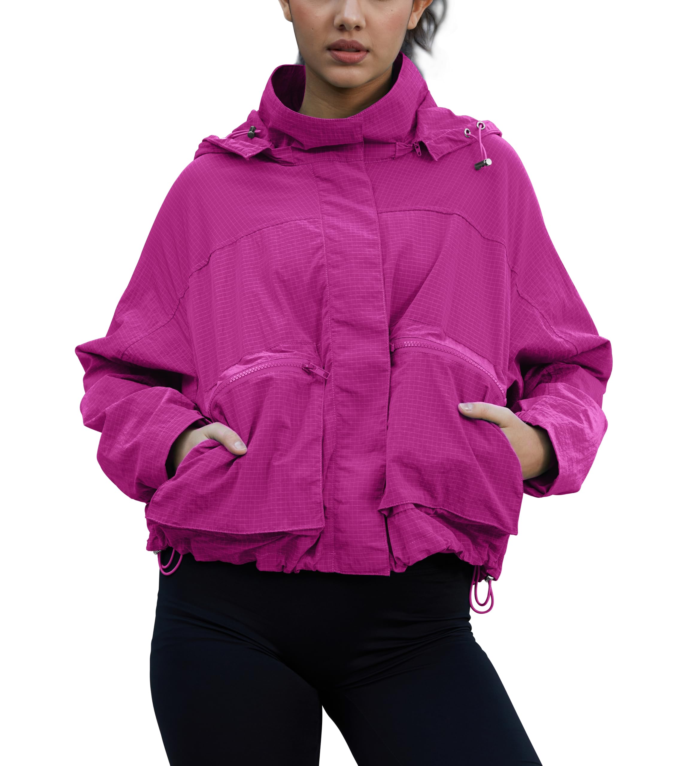 PESION Womens Plaid Rain Jacket
