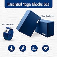 Vista 2 de Tumaz Non-Slip Yoga Blocks 2-Pack - High Density/Lightweight EVA Foam & Natural Cork for Stability, Premium Set with E-Book Included