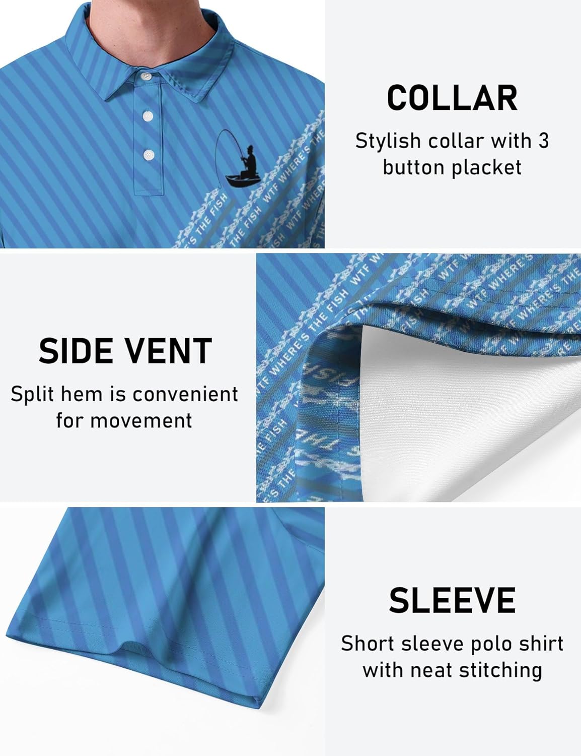 Men’s Funny Golf Polo Shirt Short Sleeve Performance Golf Shirt Moisture Wicking Quick Dry Print Polo Shirt