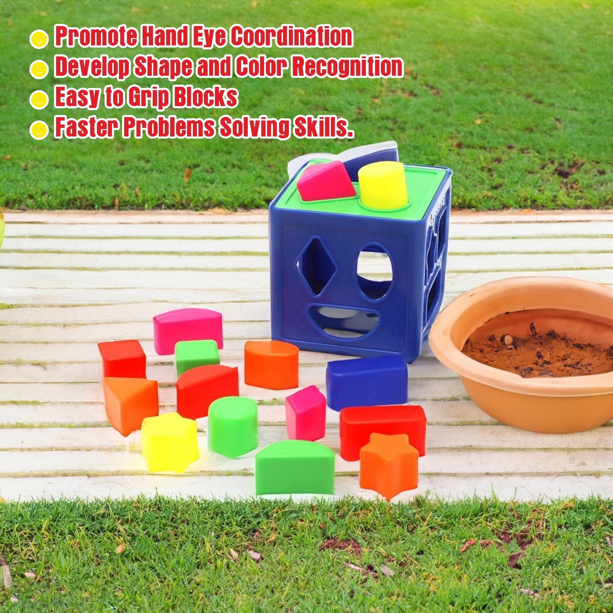 RAINBOW RIDERS Buy 1 Get 1 Combo (Plastic Shape Sorter Cube Block 9 Pcs Toy + Magic Spin Plastic Blocks Puzzle Games Toys) Multicolor Baby Activity Toys for Boys Girls 3,4,5,6+ Years 3