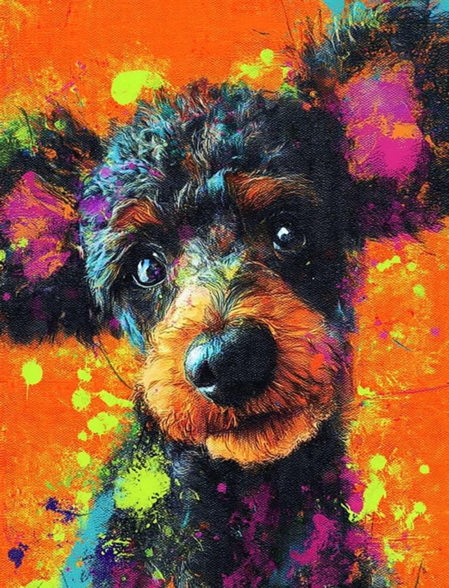 WANGWANGMIAO Paint by Numbers for Adults Beginner,Colorful Dogs Acrylic Painting by Number Kits on Canvas for Home Wall Decor Gift 16x20 Inch，with Frame