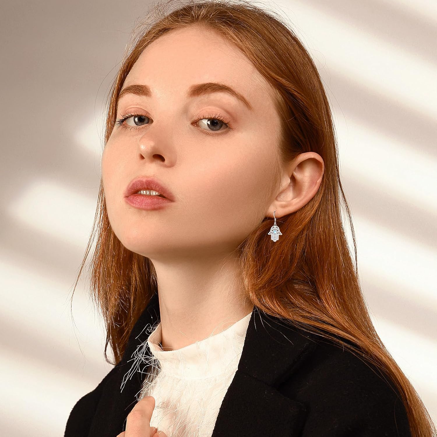 CUOKA MIRACLE Evil Eye Earrings for Women 925 Sterling Silver Hamsa Earrings Moonstone Dangle Earrings Jewelry Gifts for Mom Friends on Birthday Mother's Day Anniversary Christmas - Image 6