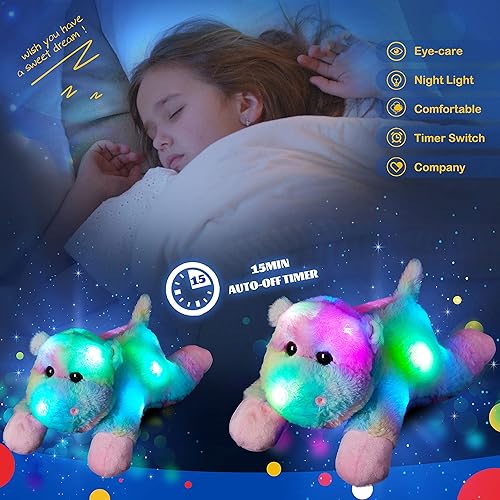 Vista 15 de Glow Guards Peluche musical de gato arcoíris de 13 pulgadas, luz nocturna LED, juguete de peluche que brilla en la oscuridad, regalos de cumpleaños