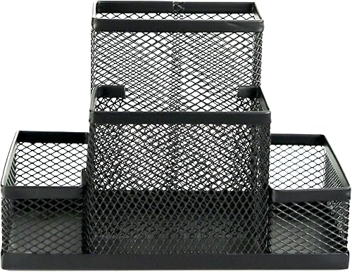 Miniatura 2 de Huron Soporte para bolígrafos y organizador de escritorio, almacenamiento de 4 compartimentos para lápices, bolígrafos, notas adhesivas, accesorios