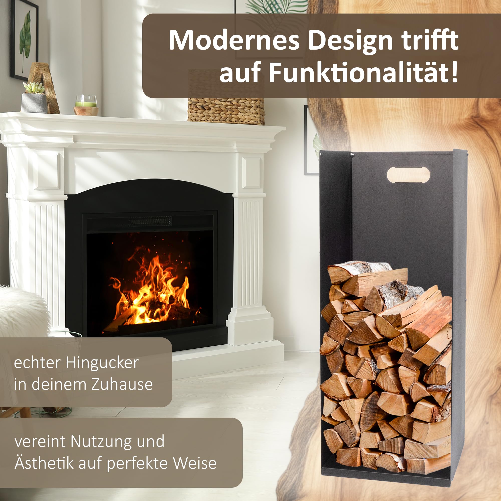 Lemodo Kaminholzregal Metall, Brennholzregal, Metallregal für Kaminholz und Briketts, Holzaufbewahrung, Feuerholzregal, Holzregal, Kaminholzaufbewahrung, Brennholzständer, Kaminholzhalter