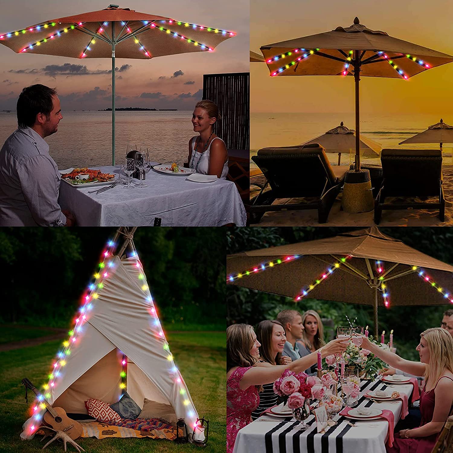 AMZSTAR Outdoor Umbrella Light String with 8 Lighting Modes, 104 LED  Battery Operated, Remote Control, Waterproof, Outdoor Sunshade, Camping  Tent, Umbrella Pole Light (Multicolor) - Amazon.com