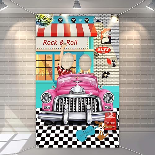 Miniatura 4 de Decoraciones de los años 50 para fiestas temáticas de los años 50, telón de fondo de fondo para cabina de fotos para decoración de fiesta de los