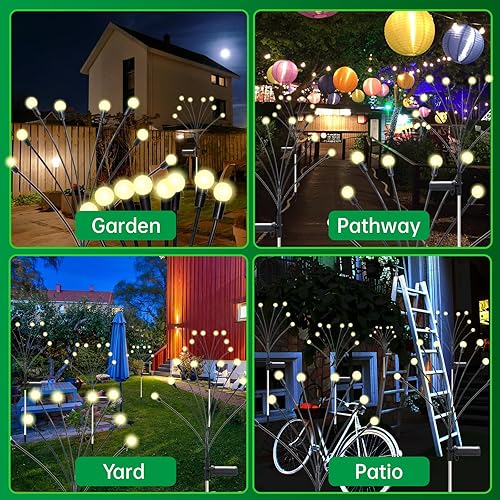 Miniatura 2 de Paquete de 2 luces solares de jardín, nuevas luces de luciérnaga mejoradas, danza con viento, energía solar al aire libre, luces de Navidad al aire