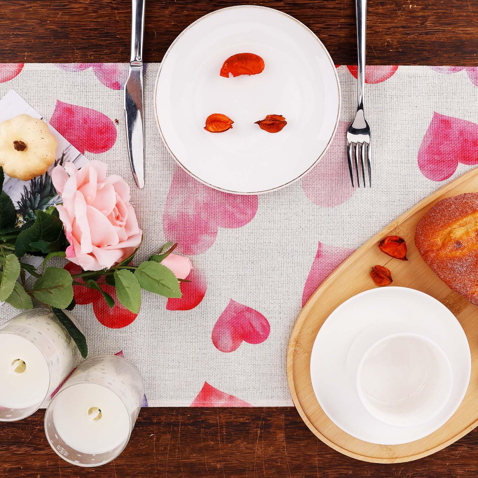 Runner da tavola a forma di cuore, 33 x 180 cm, per matrimoni, San Valentino, cucina, sala da pranzo, decorazione per la casa