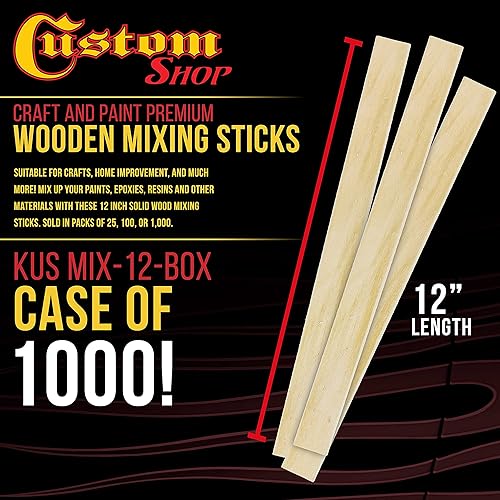 Miniatura 2 de Custom Shop Agitadores para manualidades y pintura, 12 pulgadas, madera de alta calidad, caja completa de 1000 unidades