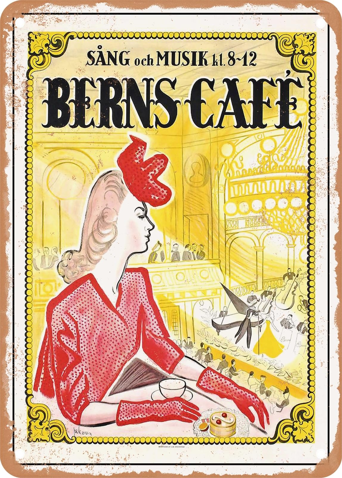 METAL SIGN - 1940 Song and music at Berns Cafe Vintage Ad home decor