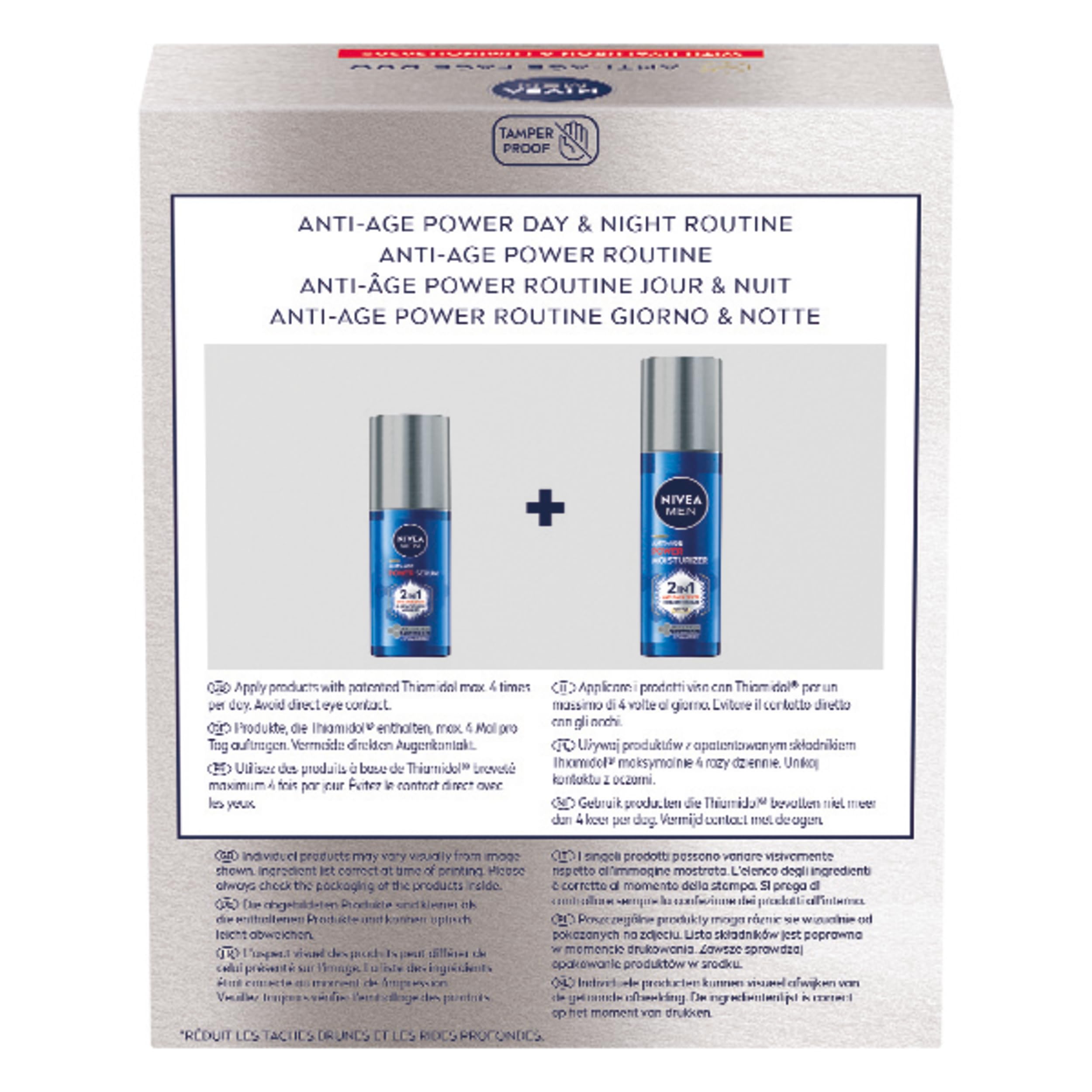 NIVEA MEN Anti-Age Gesichtspflege Set – Geschenkset mit Anti-Age Power Serum (30 ml) und Feuchtigkeitscreme (50 ml) – Pflegeset für jünger aussehende Haut in 2-4 Wochen