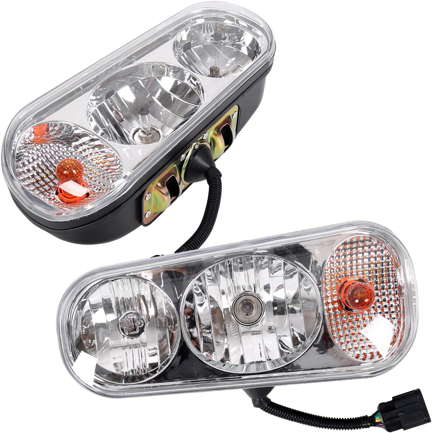 KUAFU Universal Halogen Snow Plow Lights Compatible with Boss Western Blizzard Meyer Snow Way Curtis Snow Dog Replace for 1311100 W/Yellow Turn Light and White Low Beam Light High Beam Light Lamp Kit 1 SET