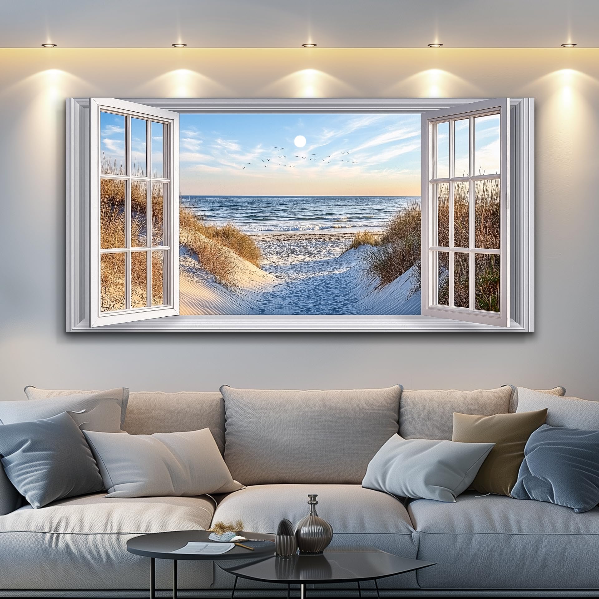 JUDASJART Large Wall Decor For Living Room Canvas Wall Art For Office Modern Wall Decorations For Bedroom Coastal Beach Landscape Painting Farmhouse