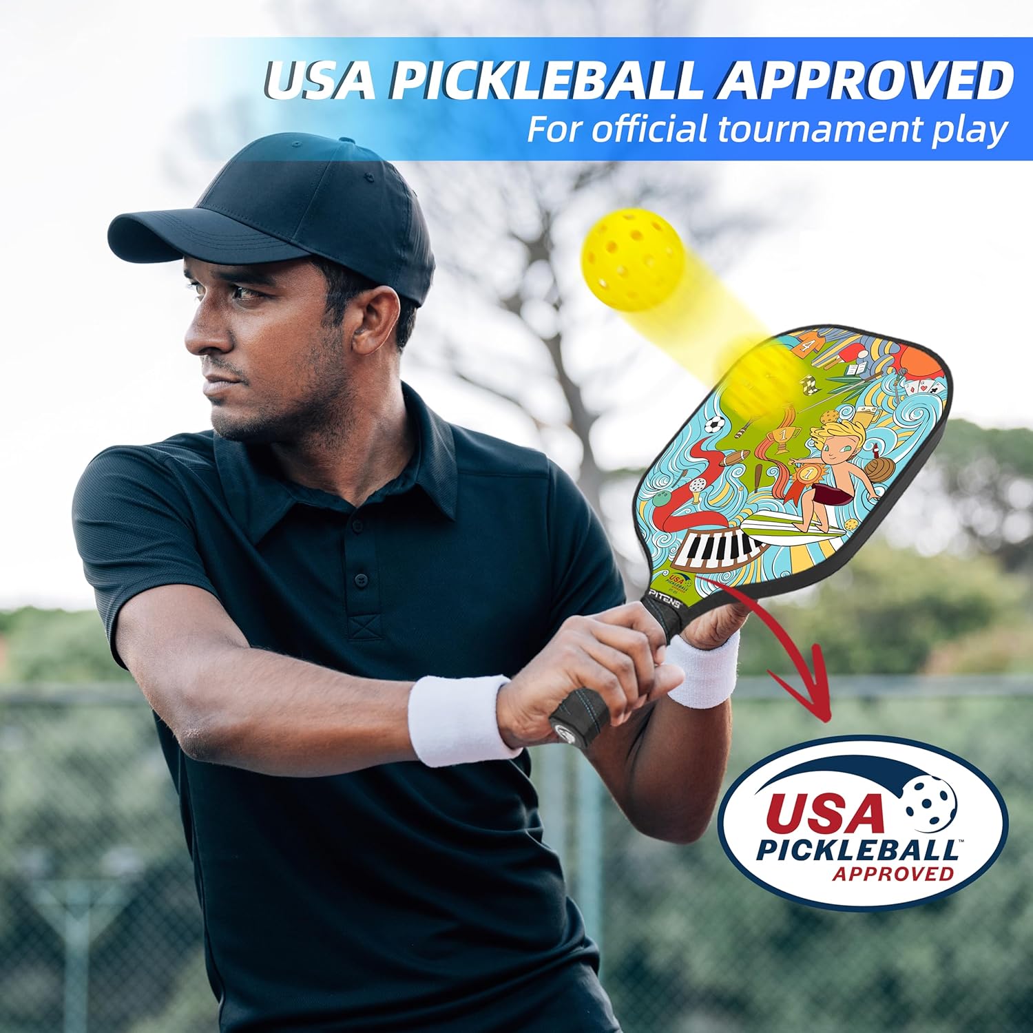 Pickleball Paddles, USAPA Approved Fiberglass Surface Pickleball Set with Pickleball Rackets, Pickle Ball Paddle Set ​for Men Women
