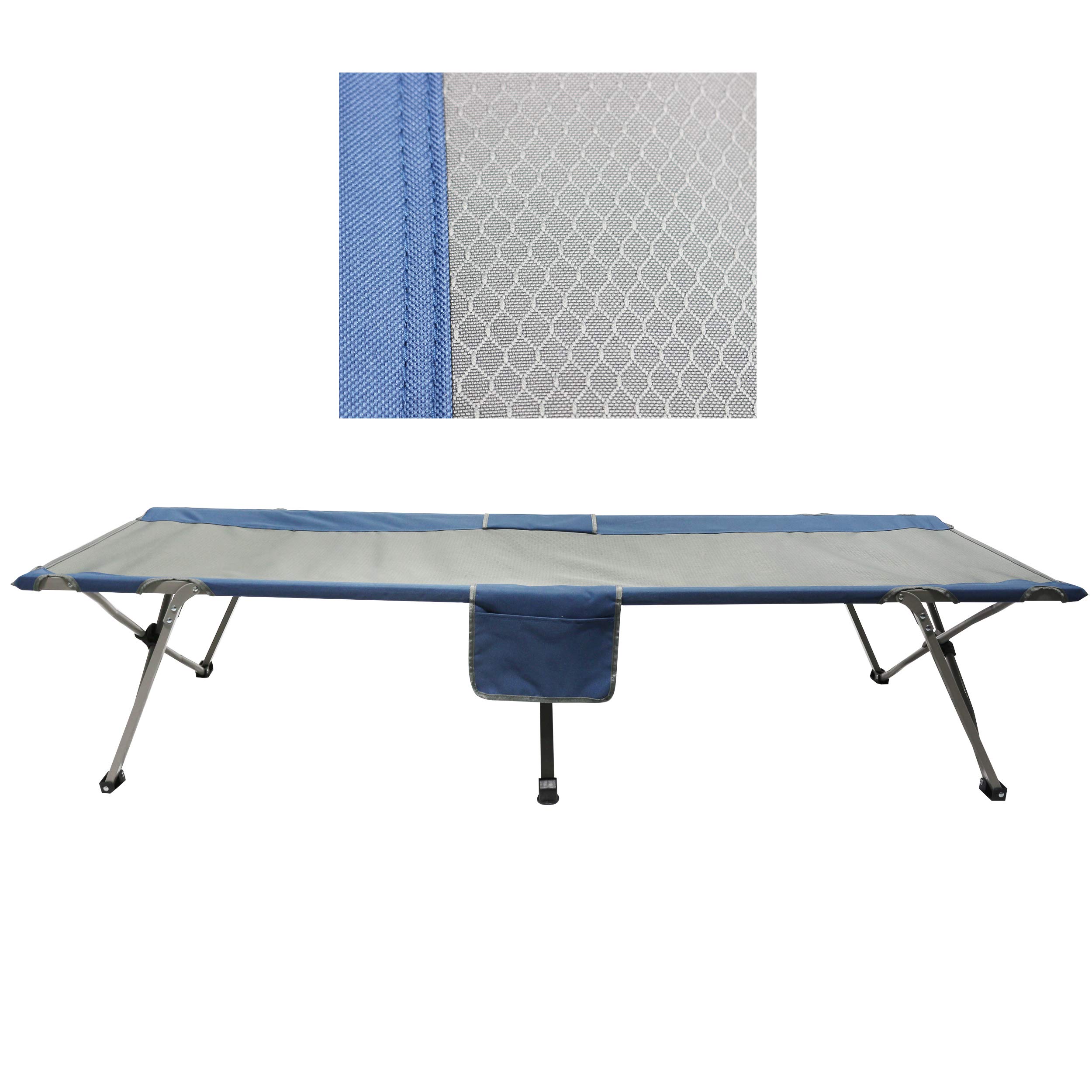 Homecall - Cama de camping plegable con bolsillo lateral (gris/azul)