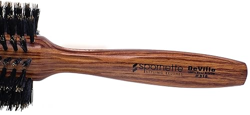 Miniatura 9 de Spornette Deville - Cepillo redondo grande, 100% cerdas de jabalí, 2.5 pulgadas, para peinar, rizar y reventar, añade brillo, volumen y elevación a
