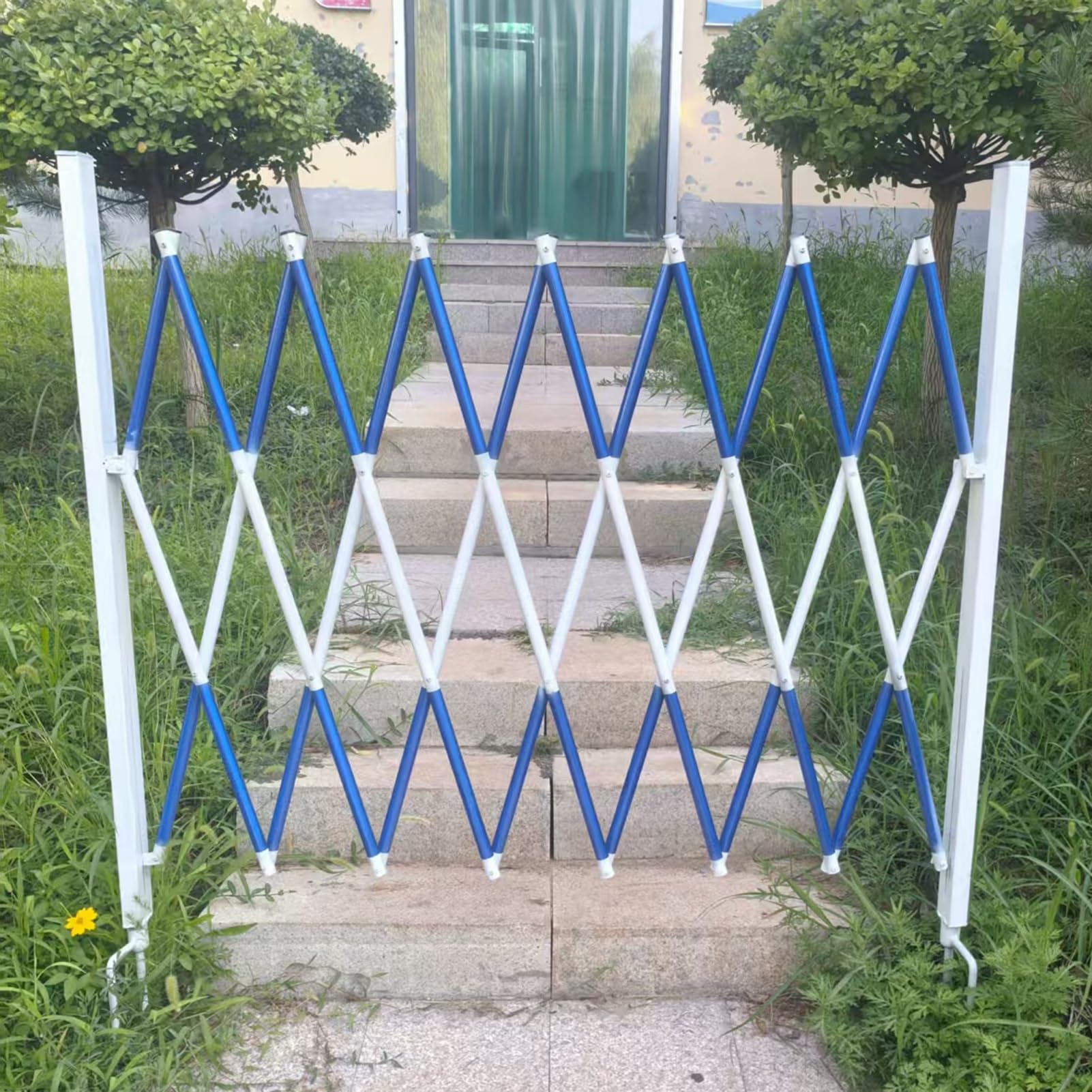 Rozszerzalna składana metalowa kratka barykady - chowana bramka bezpieczeństwa, bariera nożycowa do użytku na zewnątrz, ogrodzenie ogrodowe, 100 x 350 cm - przenośna