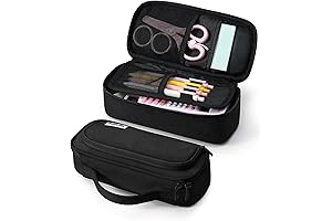 Large Pencil Case Organizer with Handle for School and Office Supplies - Black