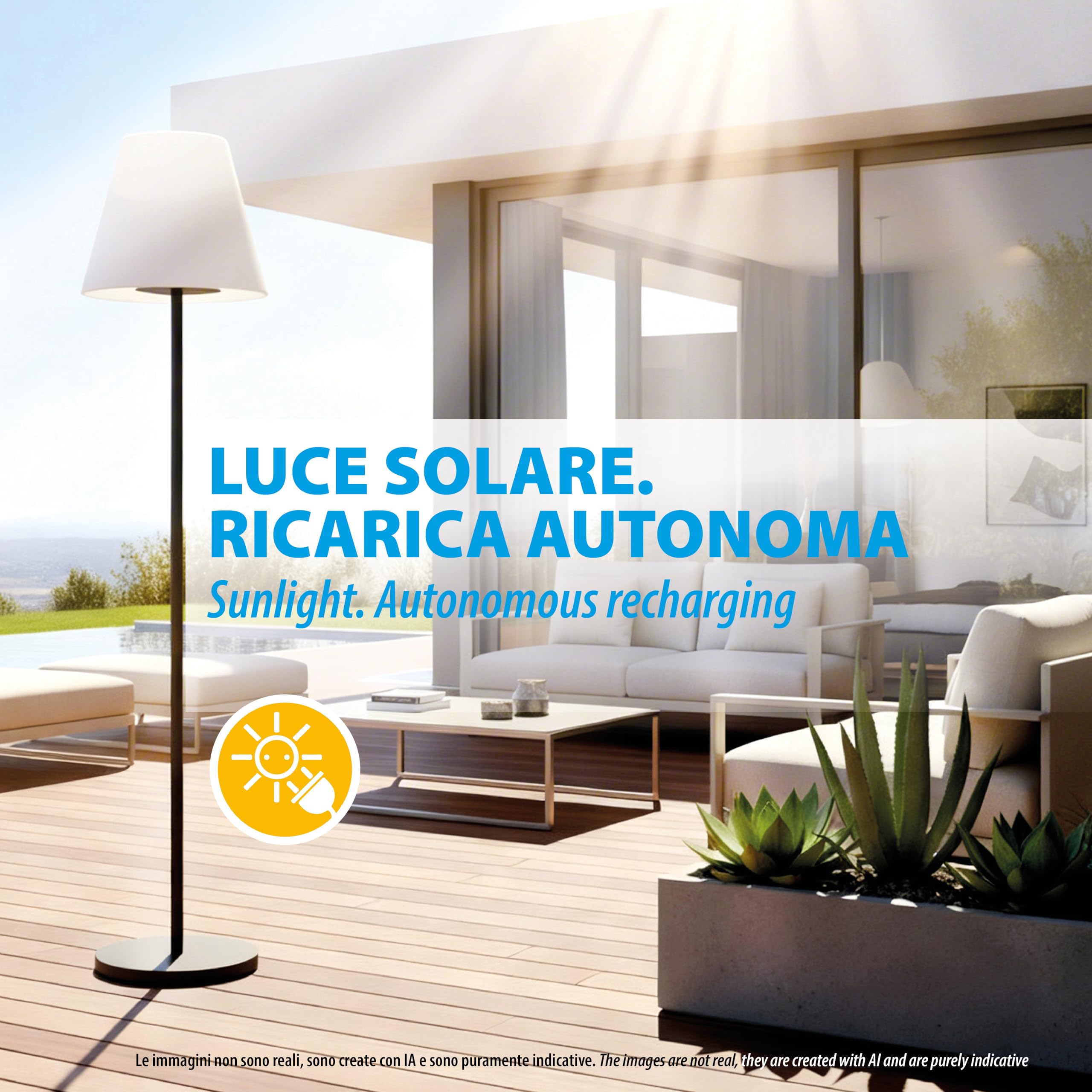 Velamp EXTENZA SOLAR: Lampadario da esterno RGB a ricarica solare-150 cm
