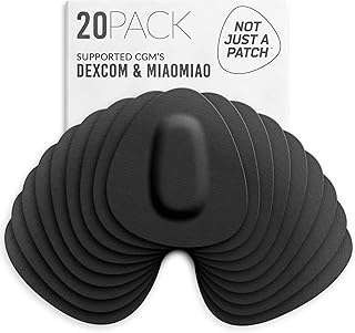 Not Just A Patch CGM Sensor Patches for Dexcom G6 & MiaoMiao (20 Pack) - Water Resistant & Durable for Active Lifestyle for 10-14 Days - Pre-Cut Dexcom G6 Adhesive Patches in Black