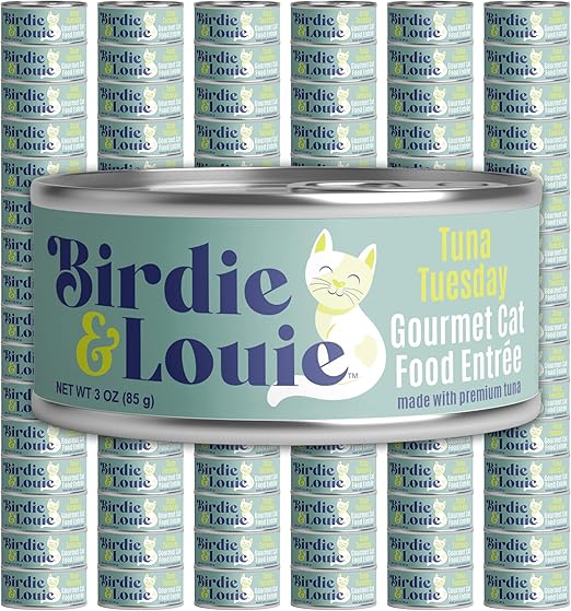 Birdie & Louie Tuna Tuesday Wet Cat Food Gourmet Entrees, Flakes in Broth, 3 Oz (96 Cans)