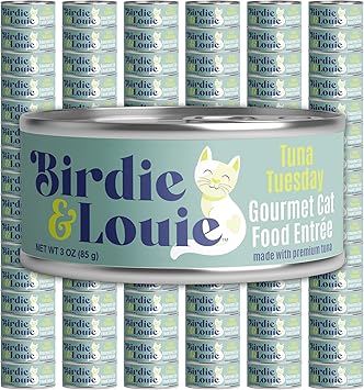 Birdie & Louie Tuna Tuesday Wet Cat Food Gourmet Entrees, Flakes in Broth, 3 Oz (96 Cans)