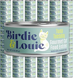 Birdie & Louie Tuna Tuesday Wet Cat Food Gourmet Entrees, Flakes in Broth, 3 Oz (96 Cans)