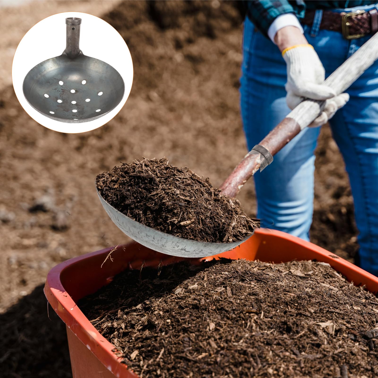 OFFSCH Muck Cleaning Shovel Filtering Scoop Sifting Spoon for Sludge Reusable Manure Shovel for Constructi