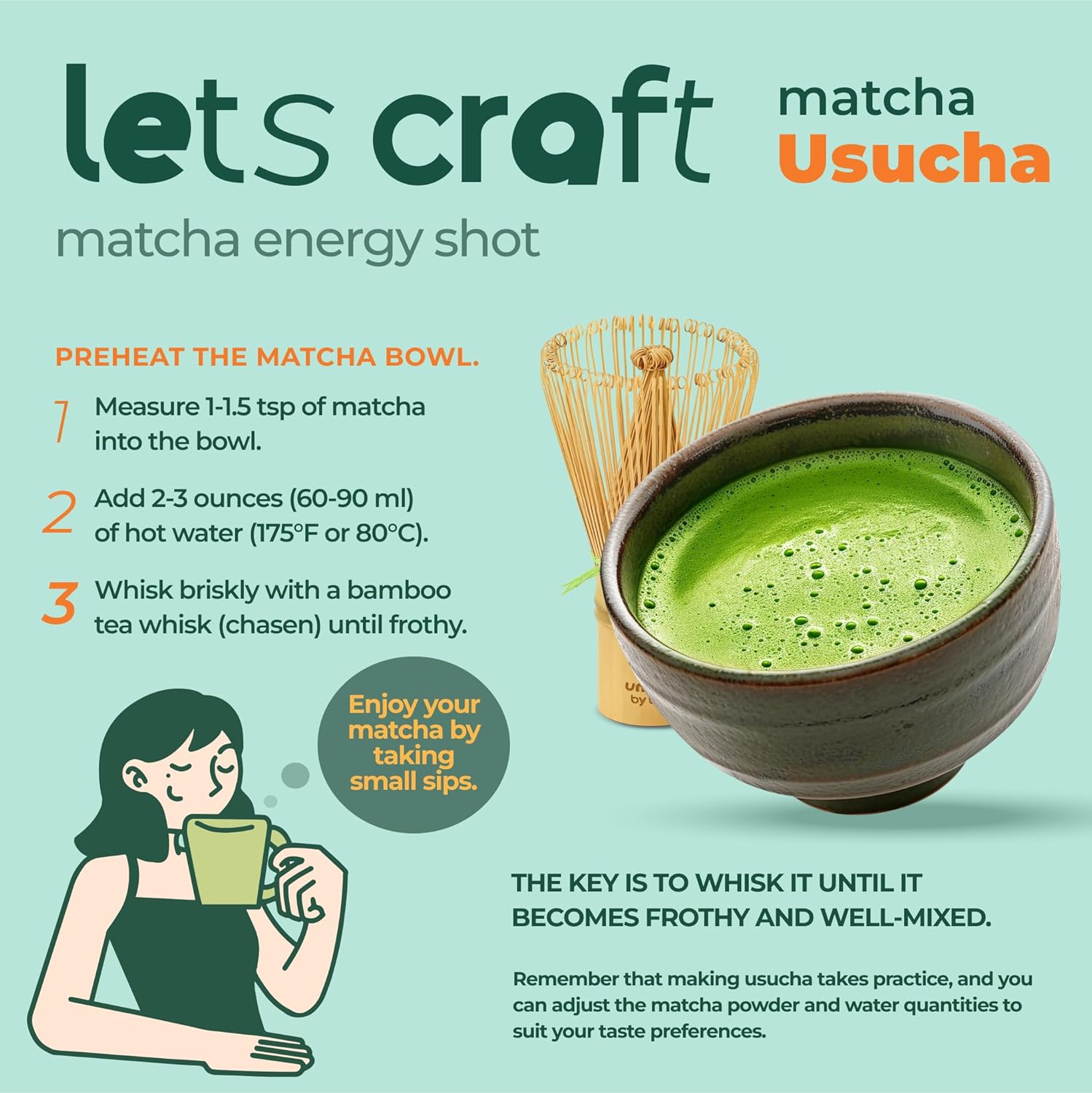 Japanese Ceremonial Matcha 100g+ Matcha Whisk Bundle - Organic Matcha Green Tea Powder + Whisk (Chasen) by Aprika Life
