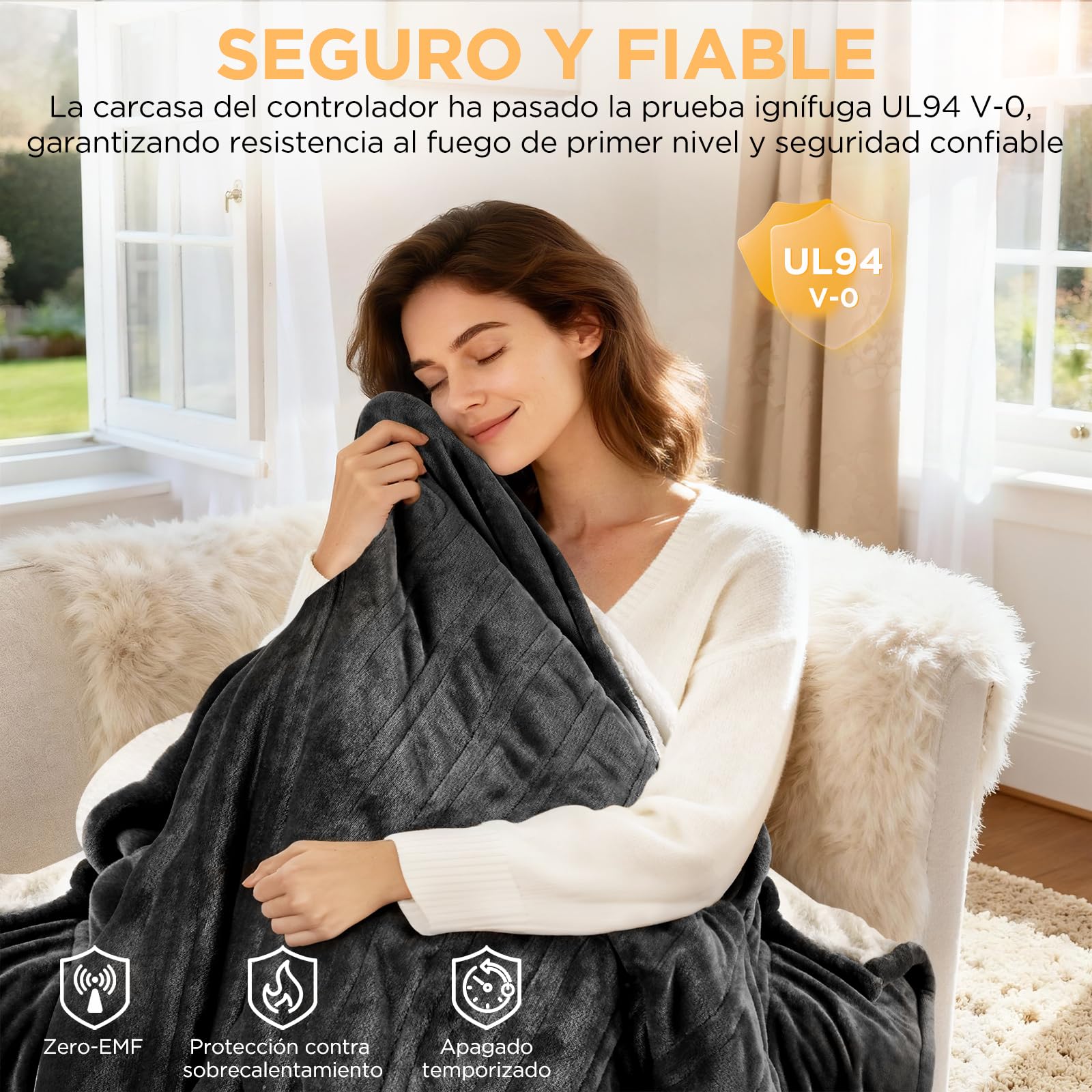 VIWAVE Manta Eléctrica 180x130cm,Esterilla Electrica with 6 Ajustes de Calor & Apagado Automático Programado,Manta Térmica Franela y Sherpa,Lavable, para Sofá Cama Oficina