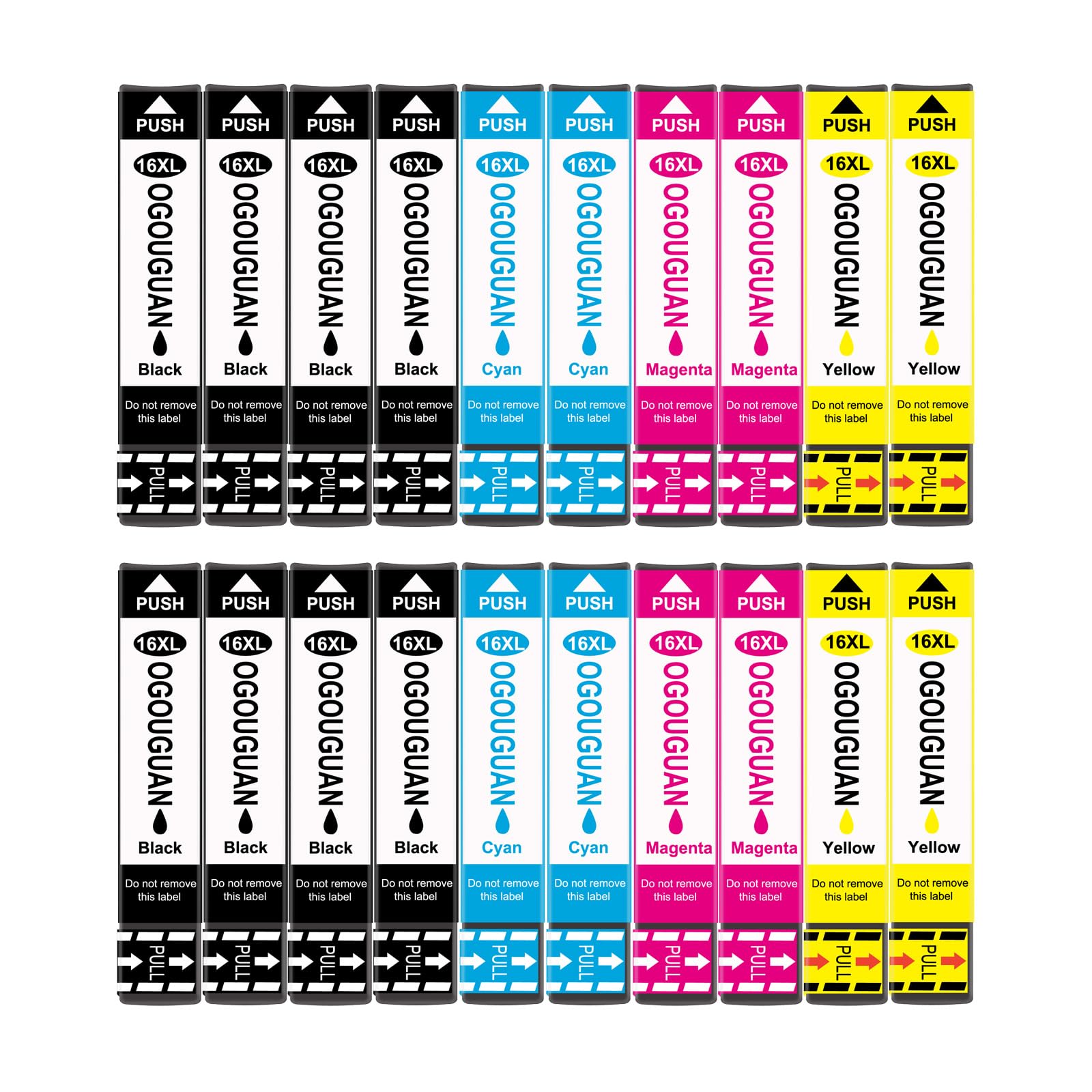 OGOUGUAN 16XL Ink Cartridges for Epson 16 Multipack Compatible with Epson Workforce WF-2010 WF-2510 WF-2520 WF-2530 WF-2540 WF-2630 WF-2650 WF-2660 WF-2750 WF-2760 (20pcs)