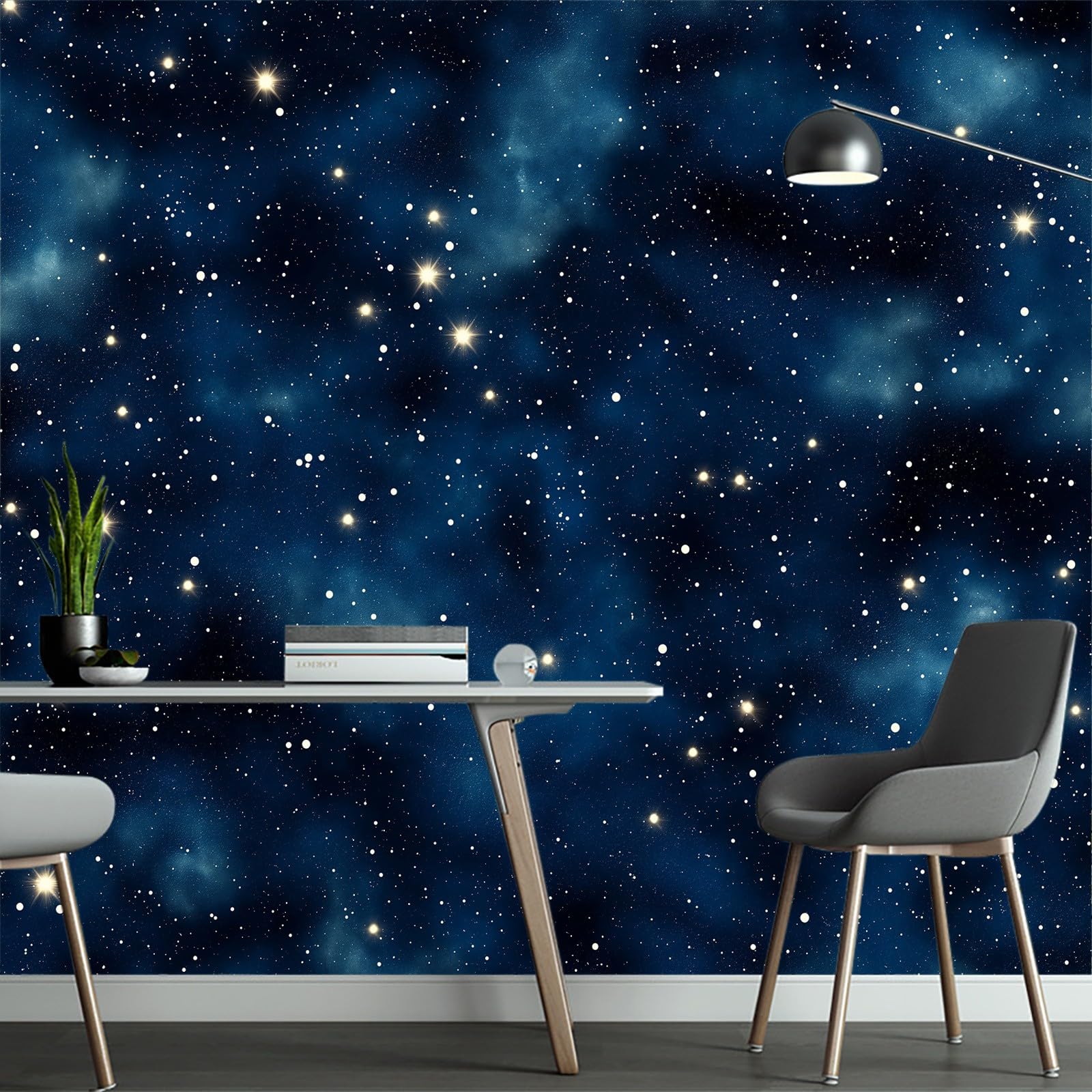 Tapeta ścienna, gwiaździste niebo z motywem kosmicznym, fototapeta, gwiazdy kosmiczne, tapeta z włókniny, dekoracja ścienna, 250 x 175 cm (szer. x wys.), tapeta panoramiczna dla dziewcząt, chłopców